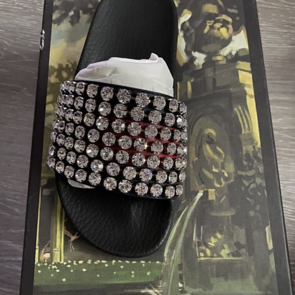 New gucci women slide with crystal